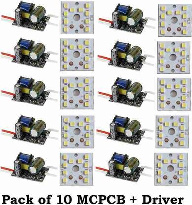 ROOPREKHA ( pack of 10 ) 9watt Driver with MCPCB 9watt white color led bulb raw material Light Electronic Hobby Kit