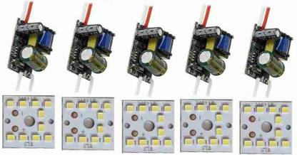 ROOPREKHA ( pack of 5 ) 9watt Driver with MCPCB 9watt white color led bulb raw material Light Electronic Hobby Kit