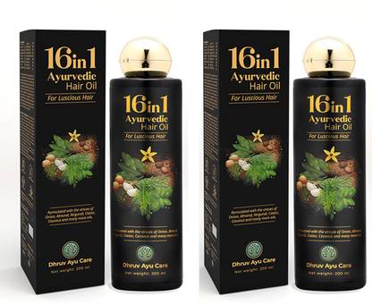 Dhruv Ayu Care 16in1 Ayurvedic Hair oil With 16 Natural Herbs Extracts, Ayurvedic Nourishment for Hair & Scalp, Control Hair Fall, Improves Hair Texture Hair Oil