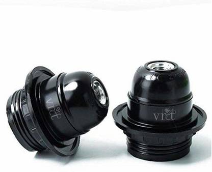 Improvhome E27 Screw Light Bulb Lamp Holder Base Pendant Bulb Socket- Black, Pack of 1 Plastic Light Socket