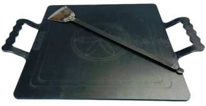 Sk Metals Iron Square Dosa Tawa Double Handle/ Flat Bottom / 4 Kg 12 inch Tawa 30 cm diameter