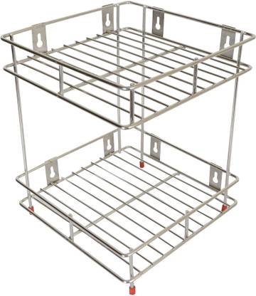 WAYMORE Cutlery Kitchen Rack Steel 2-Tier Rack Multipurpose Storage Kitchen Rack|Bartan Stand|Bath Storage