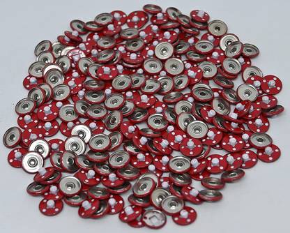 Asiatic Red And White 12 mm Rivets Fancy Studs Snap Buttons (Pack of 100) Rivet