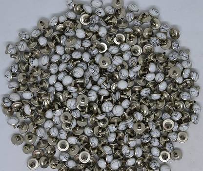 Asiatic White Color Snap Buttons Antique Silver 10 mm (Pack of 100) Rivet