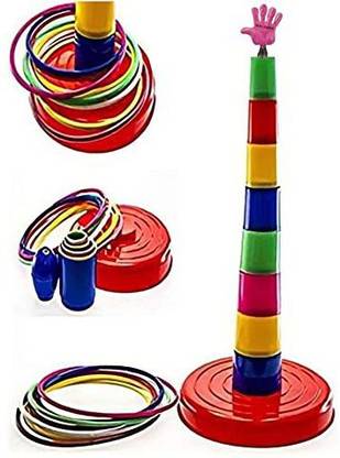 IndusBay Plastic Ring Toss Stacking Cup Ring Throw Game Gift for Toddlers Kids