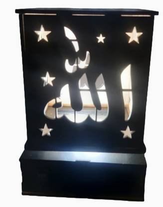 Taimoor Sales LED Night Lamps Design Allah-Mohd-786 Wooden Rotating Night Lamp