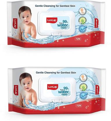 LuvLap Baby 99% Pure Water Wipes, 72 wipes/pack, Pack of 2 Combo (144 Wipes)