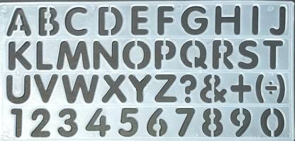 First Click English Alphabets Lettering Stencil 30 mm Big Size Pack of 1Pcs size-29x14 cm Ruler