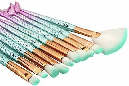 AVTY Soft Bristle Eyeshadow Blending Fish Tail Makeup Brushes Set- Green, 10 Pieces