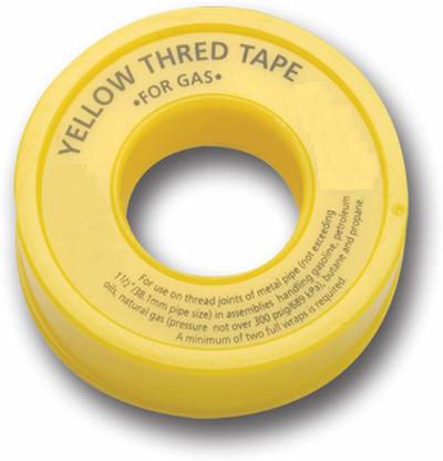 GSK Cut Teflon Tape Pipe Thread Tape for Gas, 1/2-Inch x 0.1mm x 10 Mtr NA PTFE Yellow (Pack of 10) (Manual)