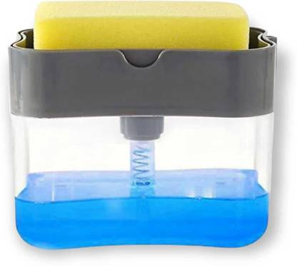 BHAGDEV Bathroom kitchen soap dispenaser soap pump sponge holder liquid soap press typ pump dispeser 2 in 1 kitchen set clean soap liqid,gel,sempu stand dispenser Plastic Bathroom Set