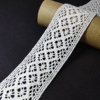 Emrish White Cotton Crochet 2" Fabric Lace Qty 9 Meter Lace Reel
