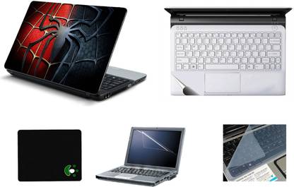 Mitram 15.6 Inch Spider Man laptop Skins Stickers, Screen Guard, Key Guard, Mouse Pad and Palmrest Skin for HP-DELL-Lenovo-Asus-Acer Laptops || Notebooks Combo Set