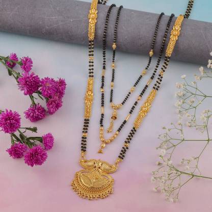 Brado Jewellery Combo of 3 Traditional 30 inch and 18 inch Mangalsutra for Women Brass Mangalsutra