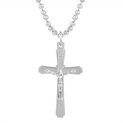 BRBRIK Silver Plated Stainless Steel Simple Christian Criss Cross Pendant Jesus Locket Silver Stainless Steel Pendant