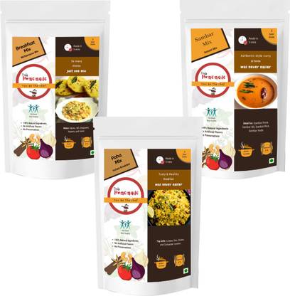 Truly Homemade Instant Breakfast Combo , Pack of 3 , Upma, Uttapam, Sambar, Poha 600 g