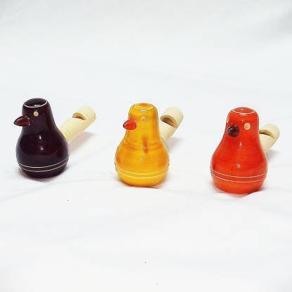 tskutty Sparrow Whistle Wooden Bird Whistle Toy in Multi Color (Pack of 3) Decorative Showpiece  -  4 cm