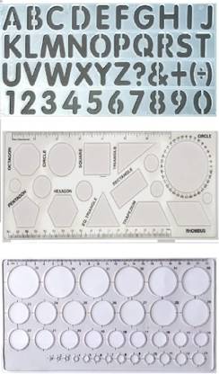 First Click Alphabets Stencil 30 mm , Shapes Stencil &35 Circle Set of 3 Pcs STENCIL Stencil