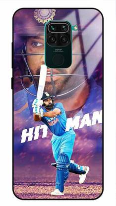 NDCOM Back Cover for Redmi Note 9 Hitman Rohit Sharma Cricket Printed Glass Case