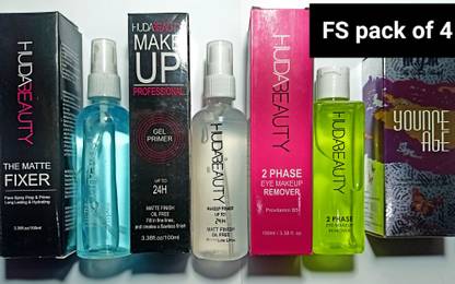 FS Huda beauty Make up Fixer + Make up Primer + Make up Remover + Young age BB cream