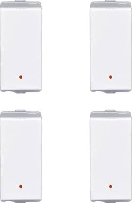 L&T CB91301SW16 Entice 16A 1-Way Switch With Indicator 1-Module (White, Pack of 4) 16 A One Way Electrical Switch