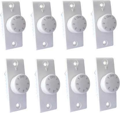 Avishi 7 Step Fan Regulator Switch, Pack Of 8 Fan Regulators (Made Of Polycarbonate) Step-Type Button Regulator