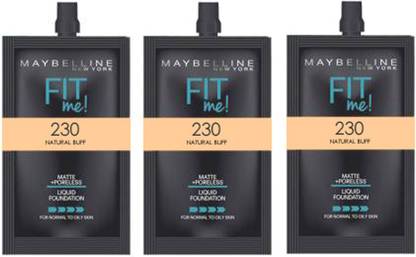 MAYBELLINE NEW YORK FIT ME MATTE +PORELESS FOUNDATION NATURAL BUFF 230 PACK 3 (5ML) Foundation
