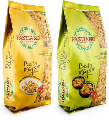 PASTIANO MAJA MACARONI AND SHELLS PASTA- 500 GMS EACH- (PACK OF 2)- Macaroni, Shell Pasta