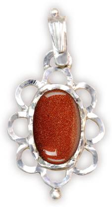 moonplus Rajavarthi Stone Silver Pendant | flower disign pendant Silver Silver Pendant