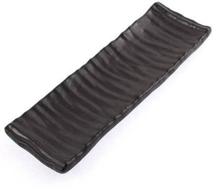 Improvhome Set of 1 Melamine Long Flat Self Design Rectangular Black Serving Slate Platter Tray