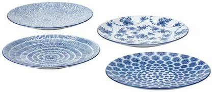 IKEA Side plate, patterned/blue, 18 cm (7 ") (Pack Of 4) Dinner Plate