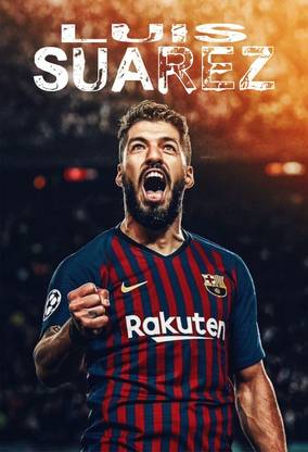 300GSM Thickness Paper Colorful Luis Suarez Wall Poster For Home, Room, Study Room & office Decor - Multicolour, Size 13 Inch X 19 Inch 3D Poster