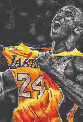 300GSM Thickness Paper Colorful Kobe Bryant Wall Poster For Home, Room, Study Room & office Decor - Multicolour, Size 13 Inch X 19 Inch 3D Poster