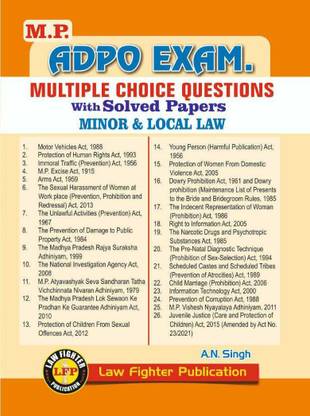 M.P ADPO Exam. Multiple Choice Questions With Solved Papers Minor & Local Law