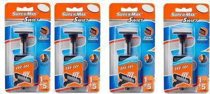 Supermax Swift 3 Blade Razor With 5 Cartridges (Pack of 4), Men