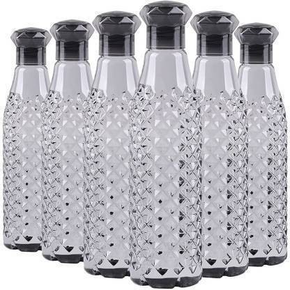 Crystal Clear Water Bottle for Fridge, Home Office Gym School Boy, Unbreakable 1000 ml Bottle  (Pack of 6, Black, Grey, Plastic) at Rs. 215