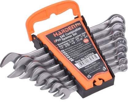 Harden 8Pcs Combination Spanner Set 5/16", 3/8", 7/16,1/2", 9/16", 5/8", 11/16", 3/4", Carbon Steel, Mirror Finish, Anti-Rust Double Sided Combination Wrench