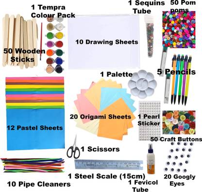 Artonezt DIY Art Craft Kit for Kids: Paper Craft with Colours and other Craft Material