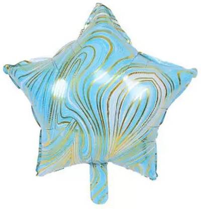 APSAMBR Printed 5PCS Blue18" Marble Print Star Shaped Foil Balloon Balloon