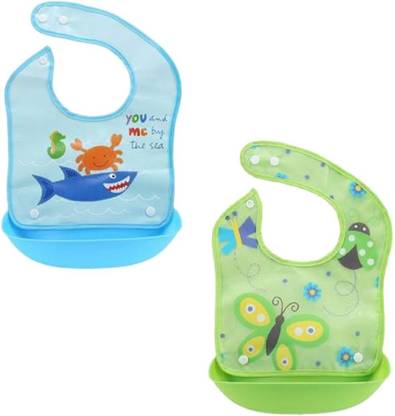 Everkid Silicon Baby Detachable Waterproof Apron Bibs for kids (Set of 3)