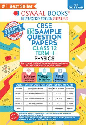 Oswaal Cbse Term 2 Sample Papers Class 12 Physics Book (for Board Exams 2022)