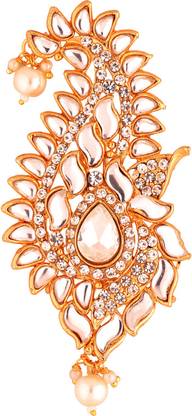 Sanjog Embellished Golden Plated White Stone Classy Safa Kalangi For Groom/men Brooch