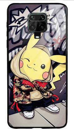 NDCOM Back Cover for Redmi Note 9 Pro Max Pokemon Graffiti Printed Glass Case