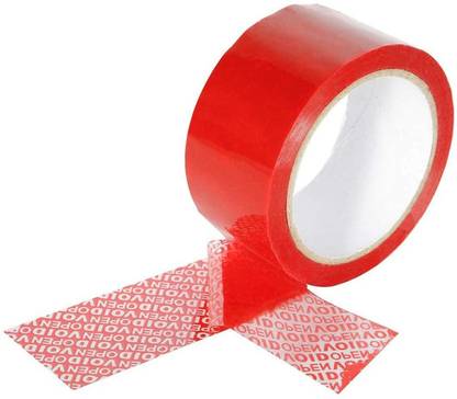 Creative Graphics Tamper Proof Evident Security Void Seal Tapes for Protecting Shipment Handheld Red (25 mm (1 Inch) Width x 50 Meter Length) - Pack of 12 Tape Roll (Manual)