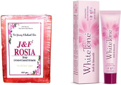 J & F Natural Rose Soap With White Tone Soft And Smooth Face Cream