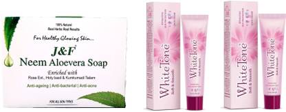 J & F Neem Aloevera Soap With White Tone Soft Cream For Face ( Pack of 2 , 25 G * 2)