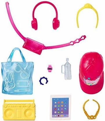 BARBIE Doll Accessory Pack, Boombox, Headphones, Tablet, Tote Bag, Water Bottle ,