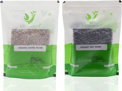 V ORGANICS Chitra Rajma and Red Rajma Organic (Combo) Combo