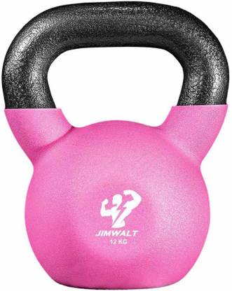 JIMWALT Neoprene Coated 12Kg Pink Kettlebell