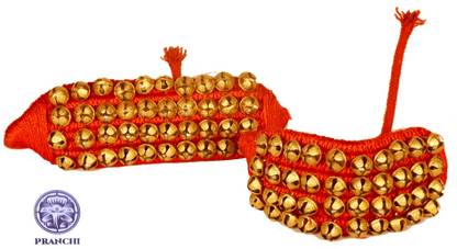 pranchi BRASS 4 LINE RED PAD GHUNGHROO, GHUNGHROO FOR DANCE (40+40=80) BELLS Ghungroo Bells